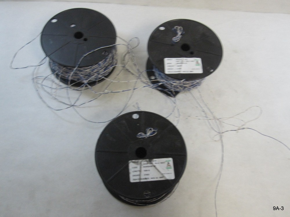 24AWG Solid Conductor Cross-Connect Wire Blue/White 3 Rolls 2000'~
