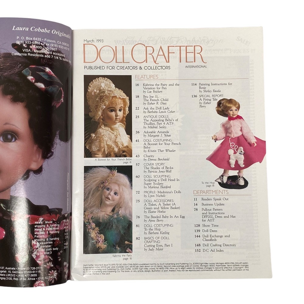 1993 Dolls Magazine - With Pullout Pattern Easter Projects, Costuming, Sculpting