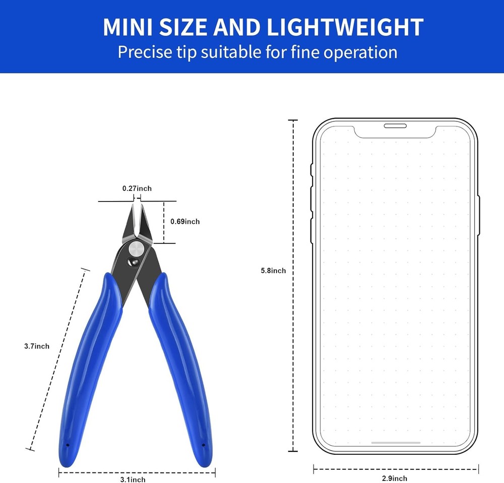 5 Inch Micro Flush Cutter, 2 Pack Small Wire Cutters Spring Loaded Cutting...