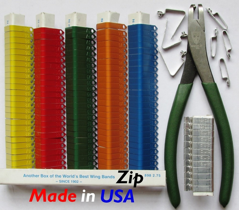 Zip Wing Bands 1000 Pack Chicken Poultry Numbered Wing Identification ID Tags
