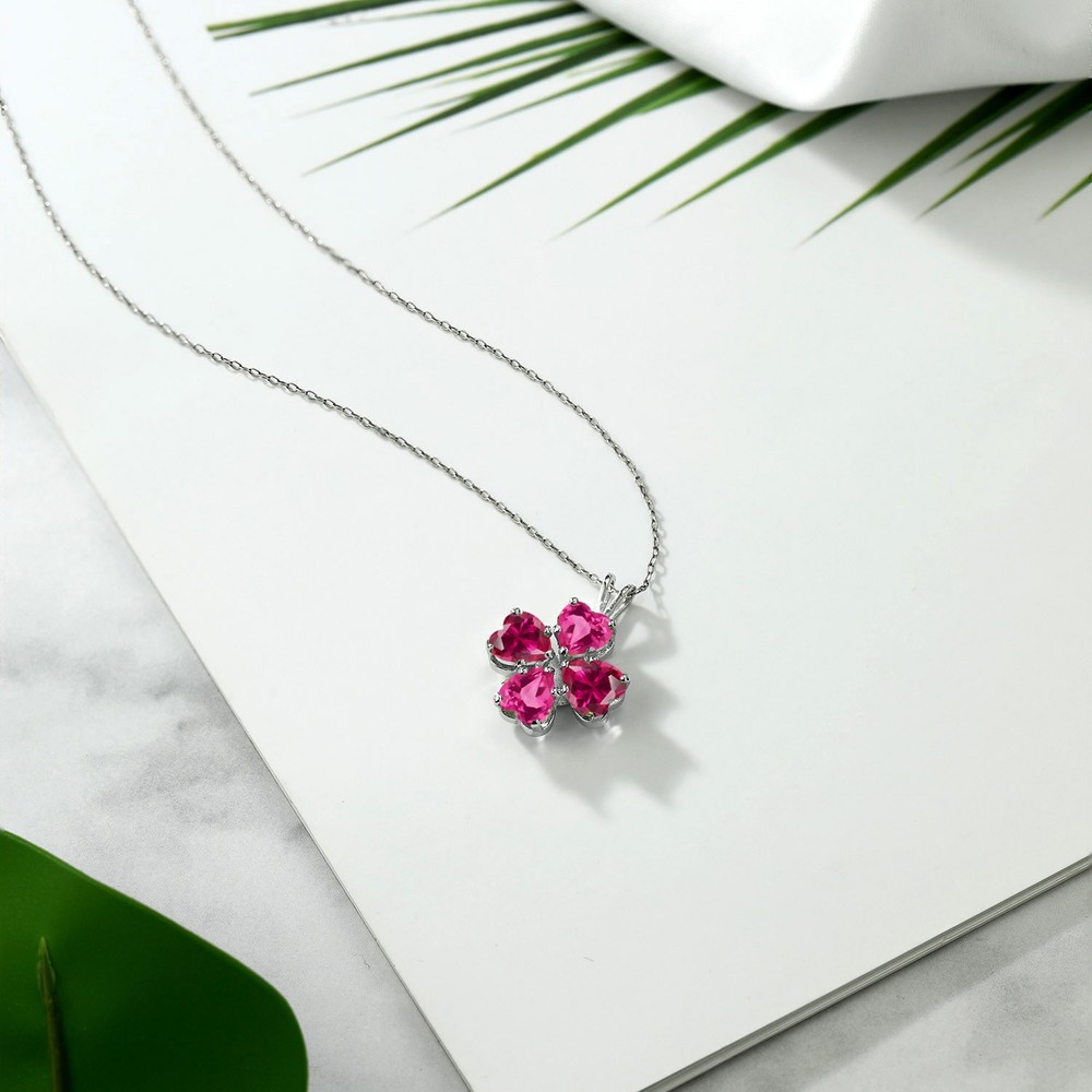 3.52 Cttw Pink Created Sapphire and Created Ruby 4 Heart Shape Gemstone