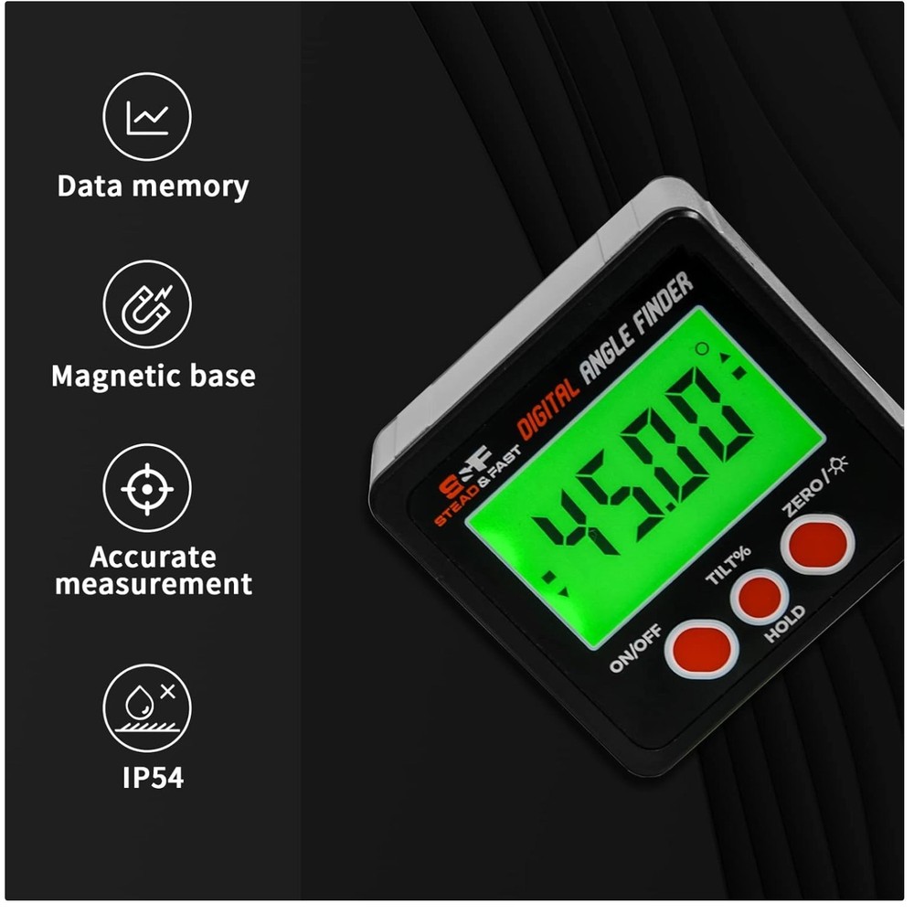 Magnetic Digital Angle Finder - Backlight Display