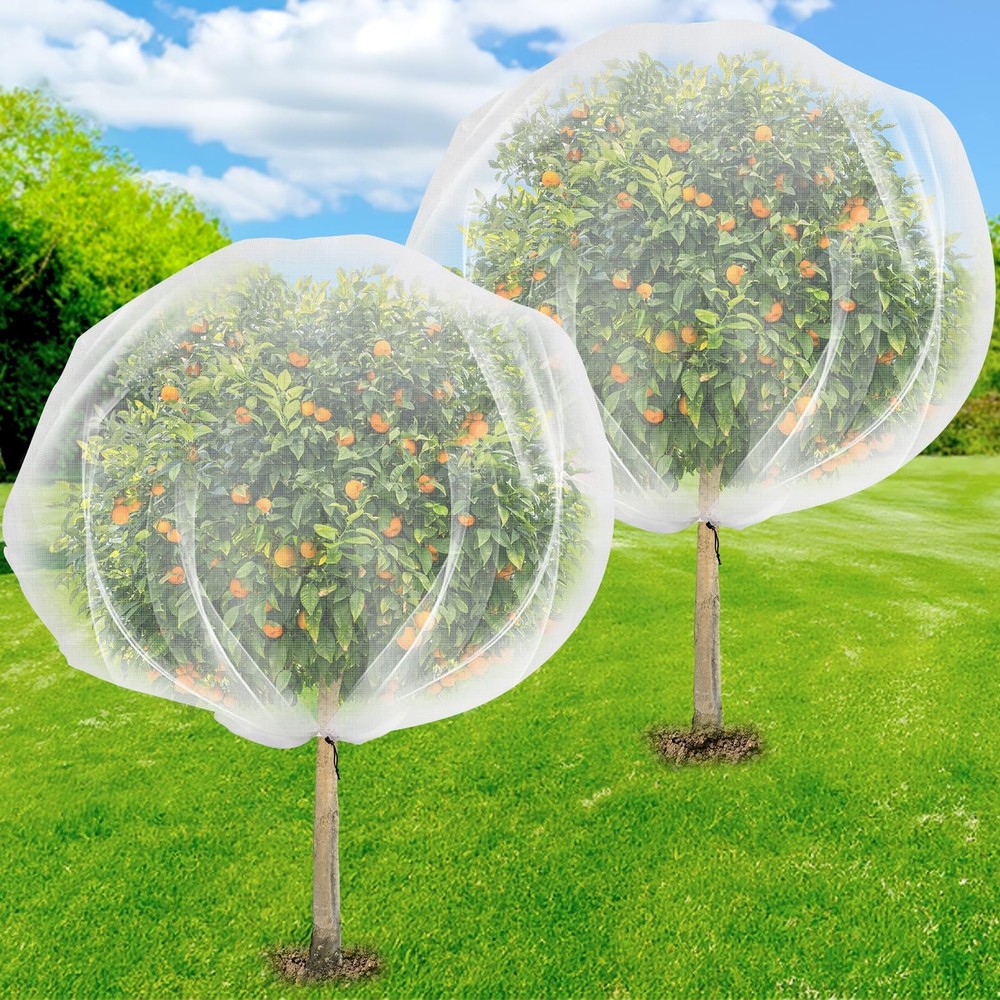 2PCS Fruit Tree Netting with Drawstring, 7 x 6ft 6 x 7FT/2Pack, White