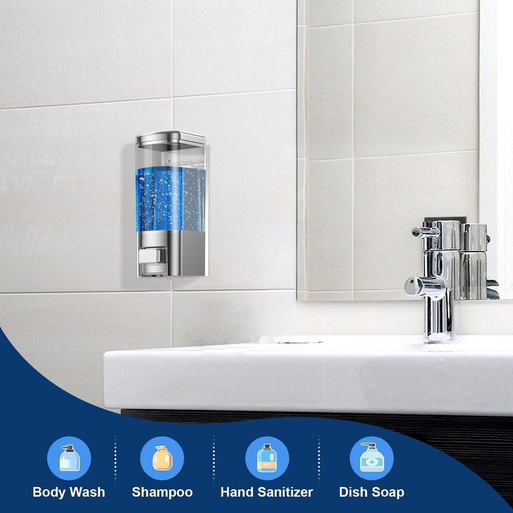 Wall Mounted Soap Dispenser - Manual Kitchen Bathroom Hand Soap Dispenser wit...