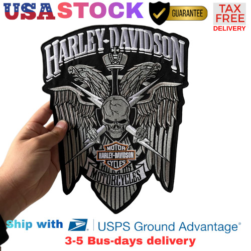 Harley-Davidson 12" Large Skull Eagle Wing Back Patch