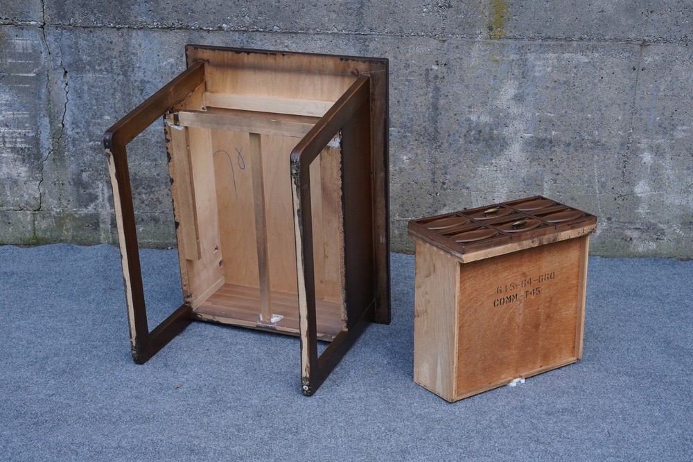 Mid Century Modern Walnut & Ash Nightstand End Table w/ Plastic Drawer Panel
