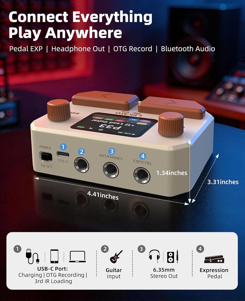 New Guitar Modeling IR Cabinets Multi-Effects Pedal Stereo 125 Effect Processor