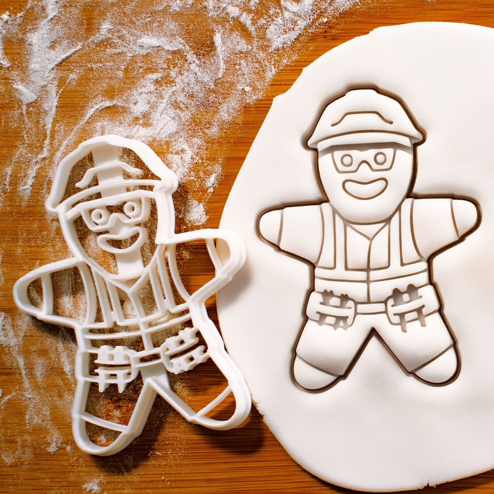 Construction Worker Gingerbread Cookie Cutter - Gift for Builder, Civil Engineer