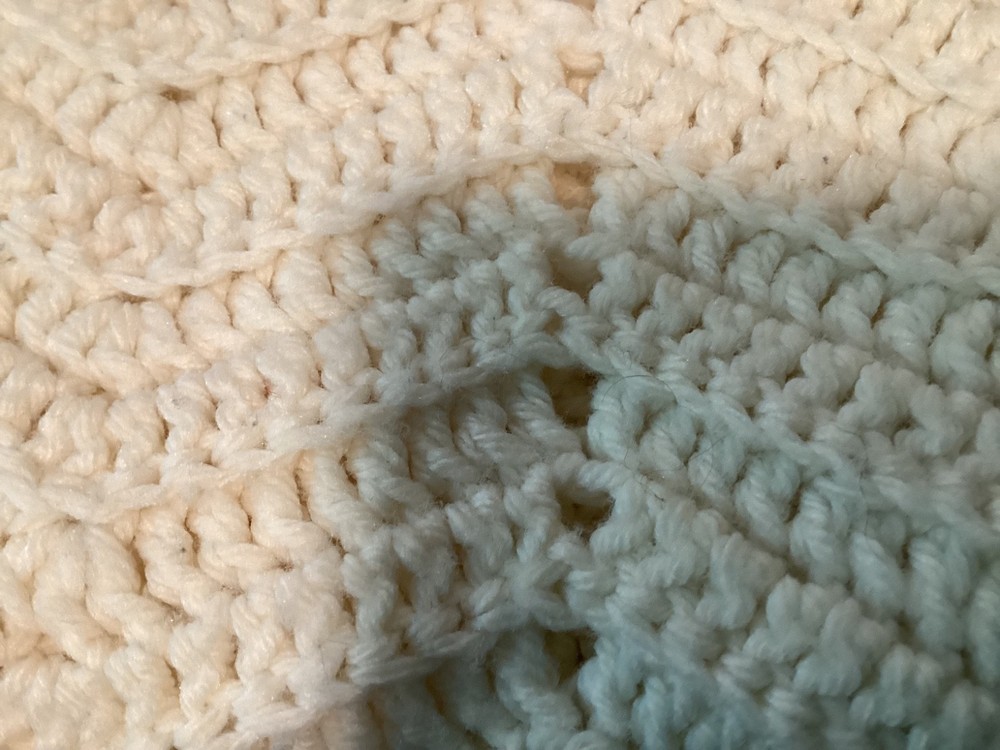 hand crocheted white throw excellent condition 60" x 31"