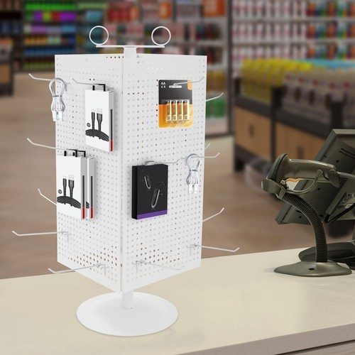 Display Stand, Perforated Panel Display Stand, 4-Sided Revolving Display Stand