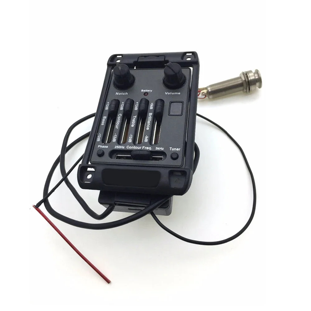 Acoustic guitar pickups, built-in preamp, matrix equalizer with tuner