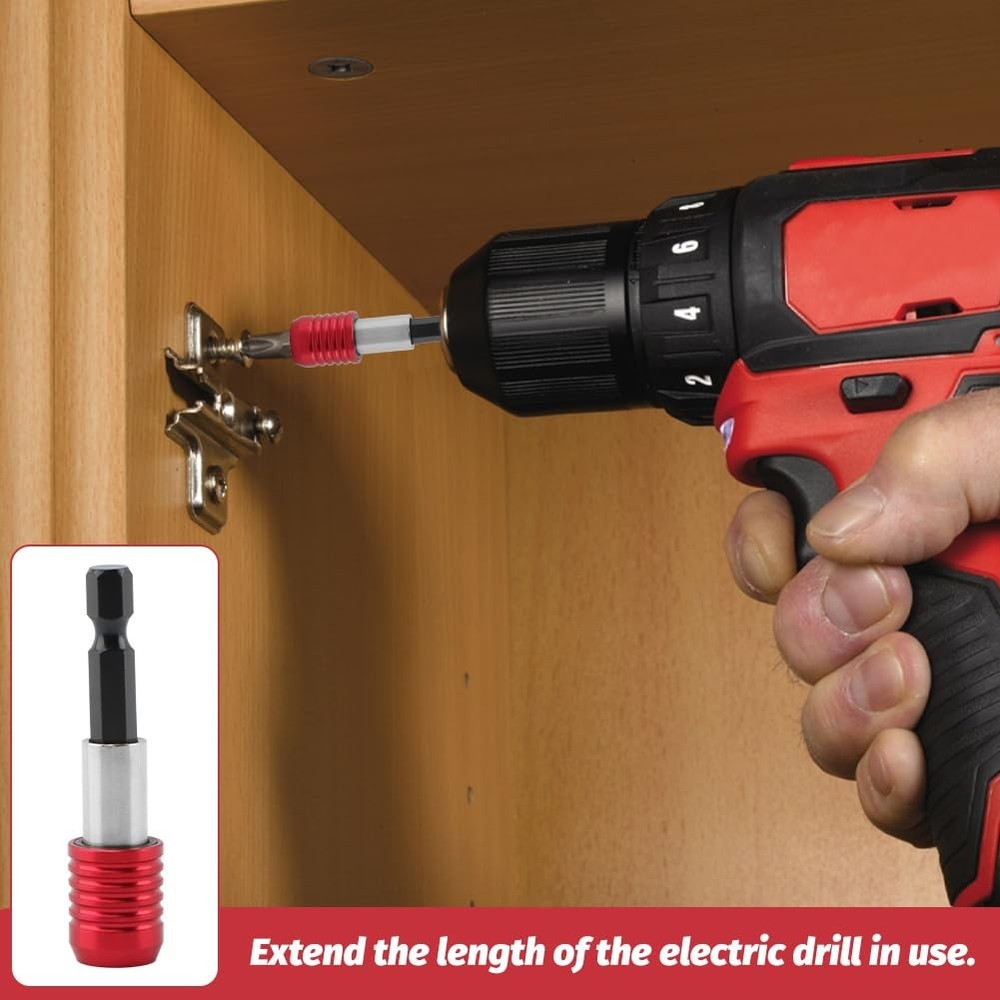 4-Piece Drill Bit Extension Set 2-12" Quick Release Double Lock Holder