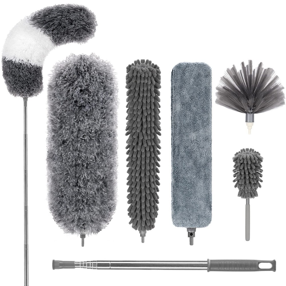 DELUX Microfiber Feather Duster,7 PCS Reusable Bendable Washable Cobweb Duste...