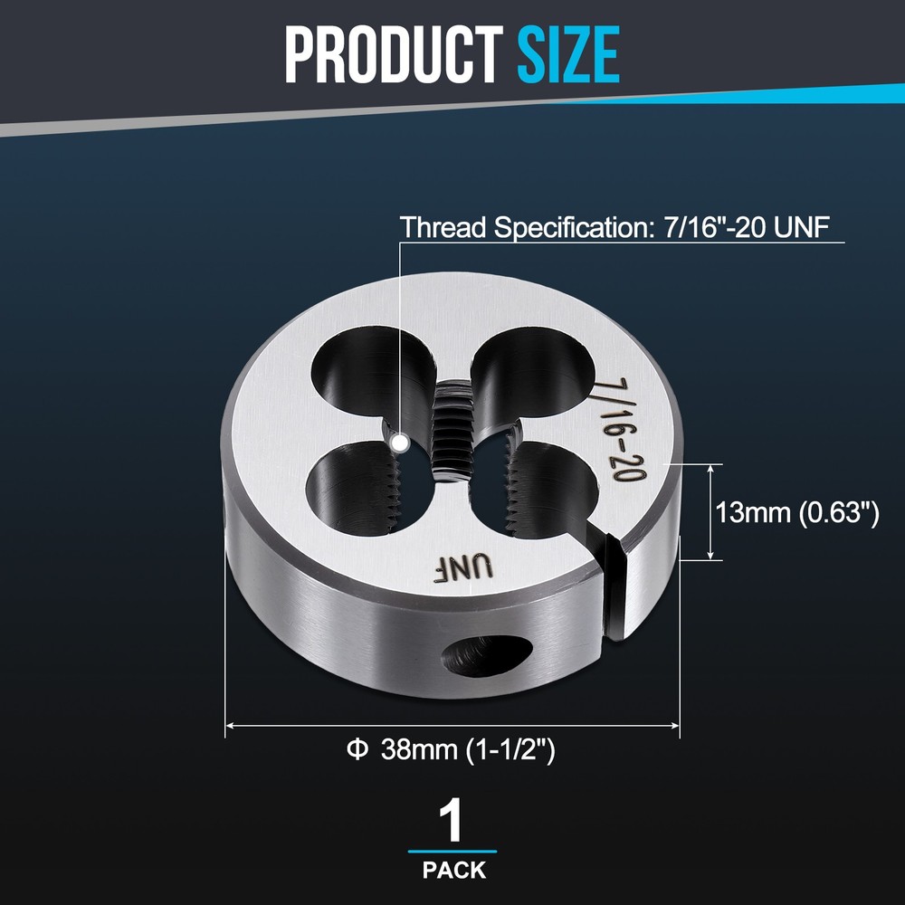 7/16"-20 UNF Round Threading Die, Right Hand Threading Die Adjustable