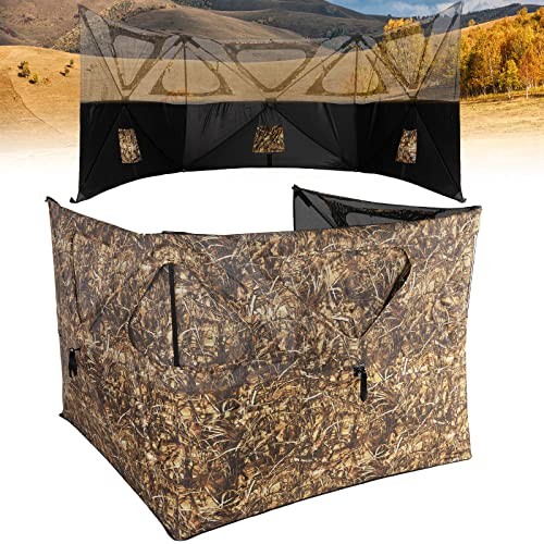 3-Panel Pop Up Ground Blind, Easy-Setup Hunting Dry Grass Camo(Three-Panel)