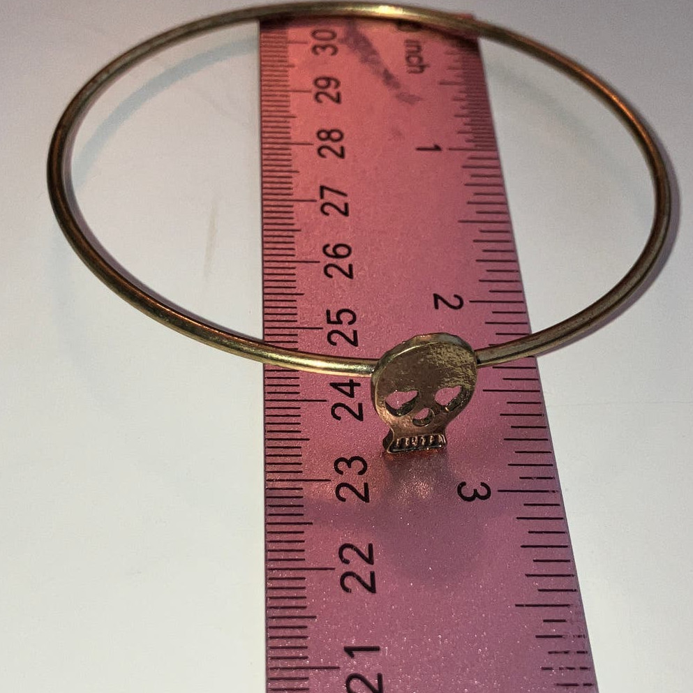 Skull Gold-Tone Thin Bangle 2 5/8" Bracelet!