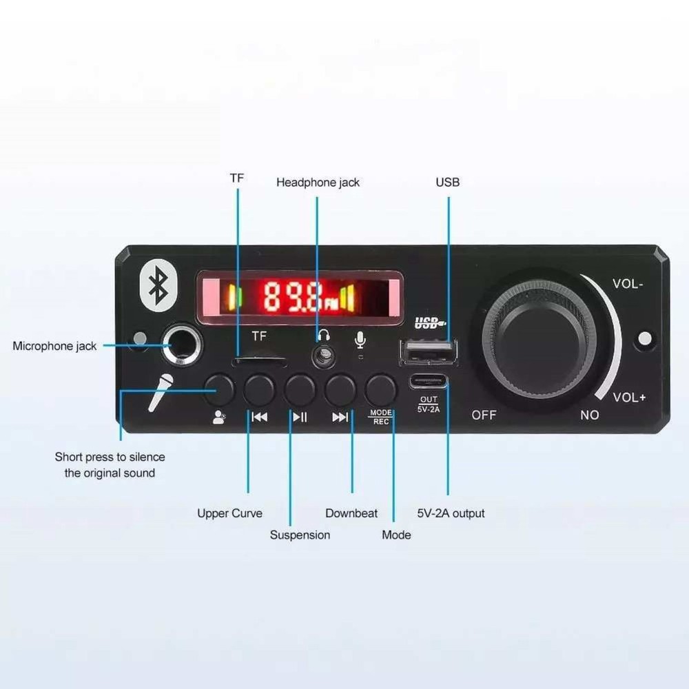 Portable MP3 Decoder 160W Audio Amplifier Bluetooth 5.0 DC12V Audio Equipment