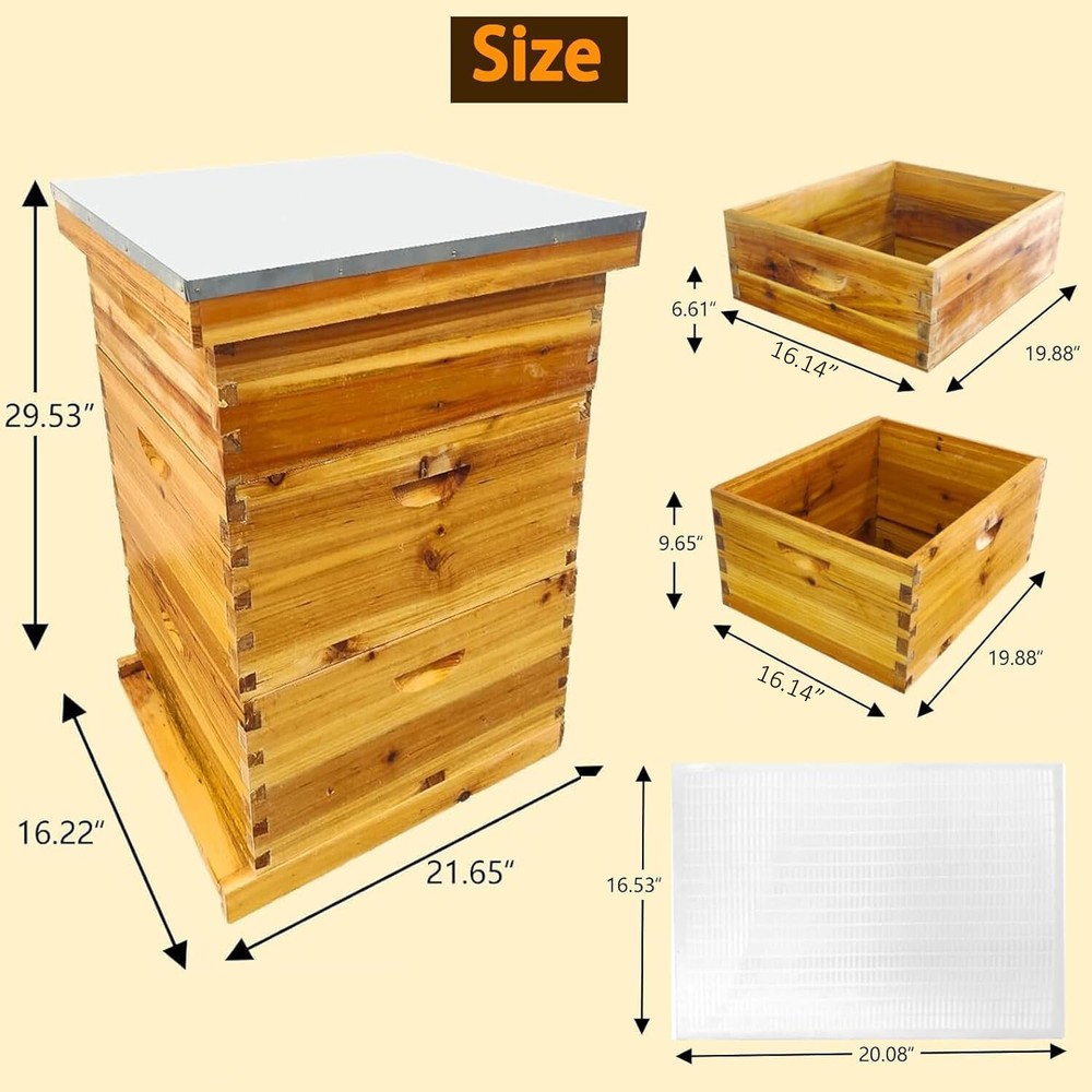 3 Layer Beekeeping Starter Hive Kit 2 Deep 1 Medium