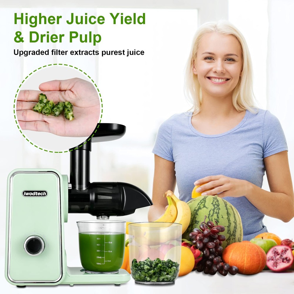 Juicer Machine, Cold Press Juicer with 2 Speed Modes, Slow Masticating Juicer...