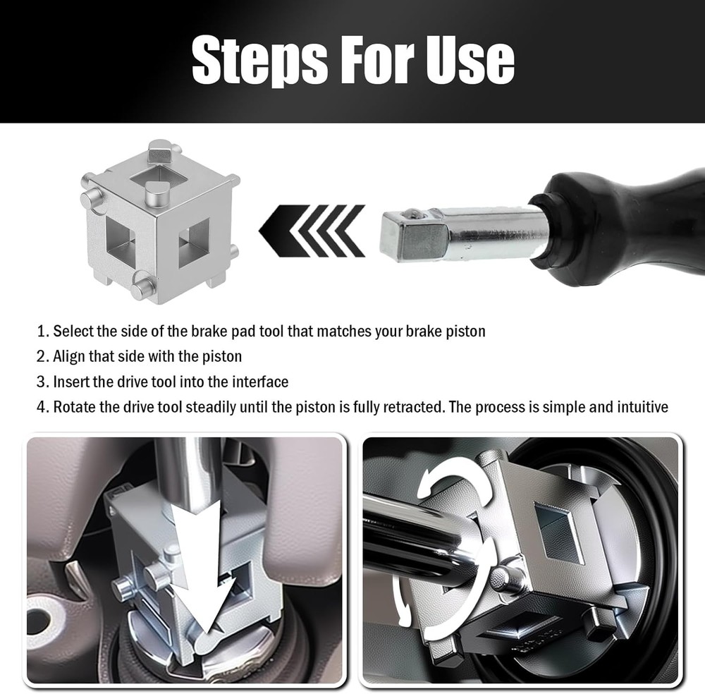 Cube Brake Caliper Compression Tool Driven by 3/8" Tool,6-face Car Rear Brake Ca