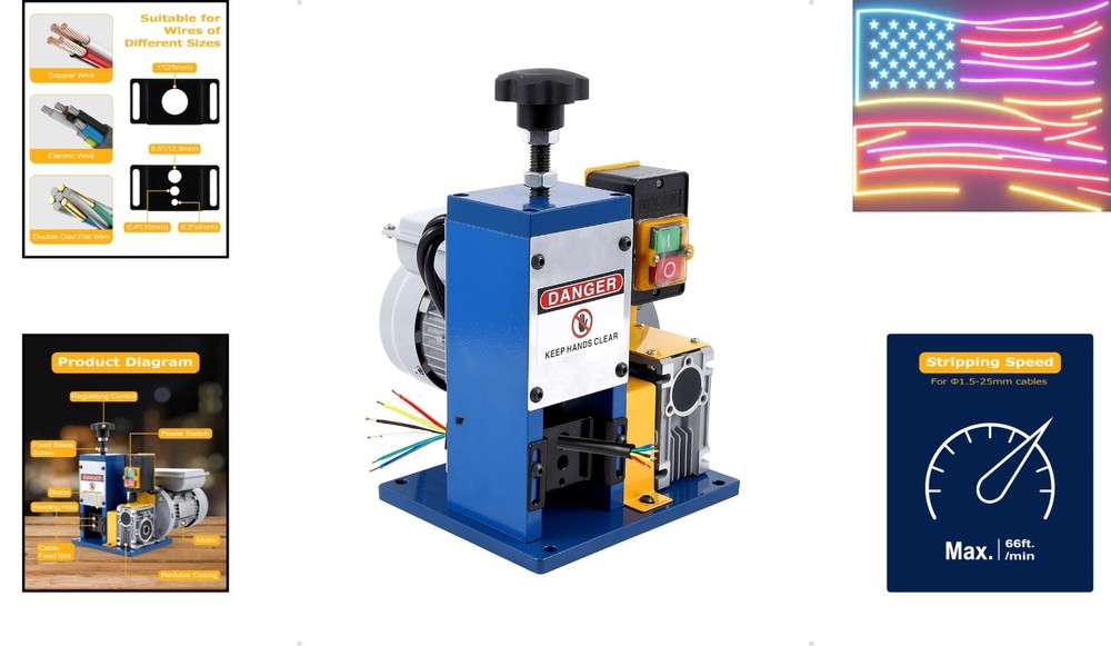 Electrical Wire Stripper Machine 60 ft/min Automatic Wire Stripper [0.06" -0....