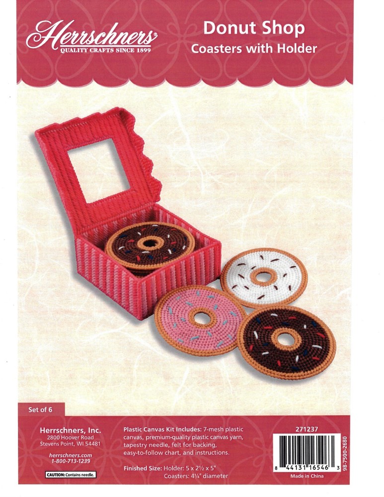 DONUT SHOP COASTERS  plastic canvas  PATTERN  (#TF0227)