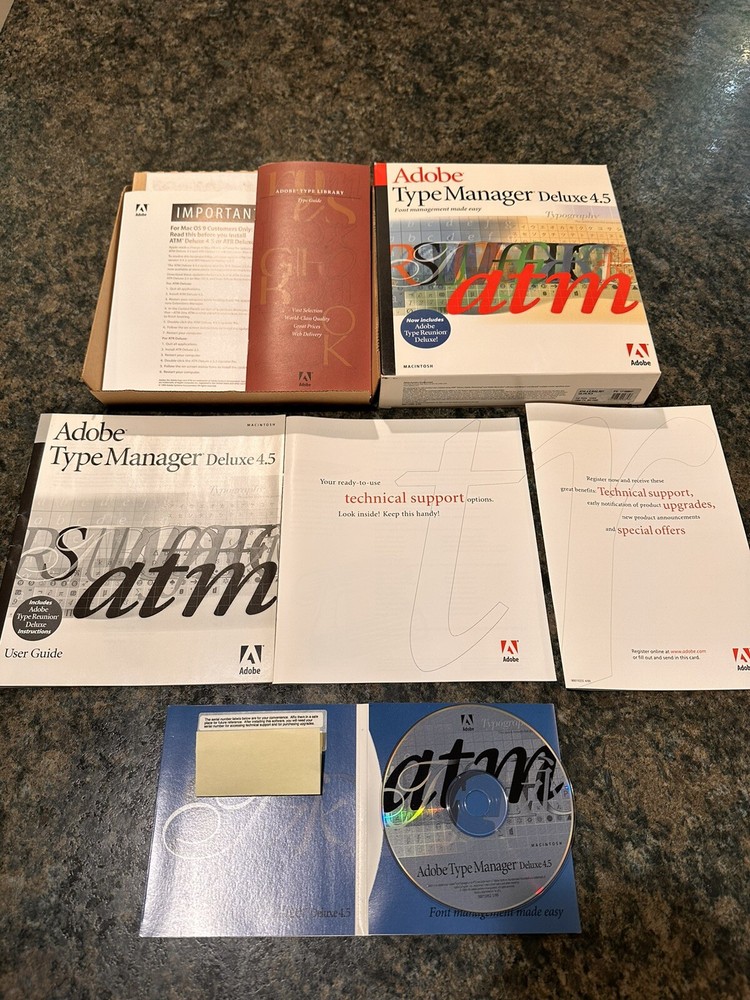 Adobe Type Manager Deluxe 4.5 Mac Software Font Management Made Easy Full Set