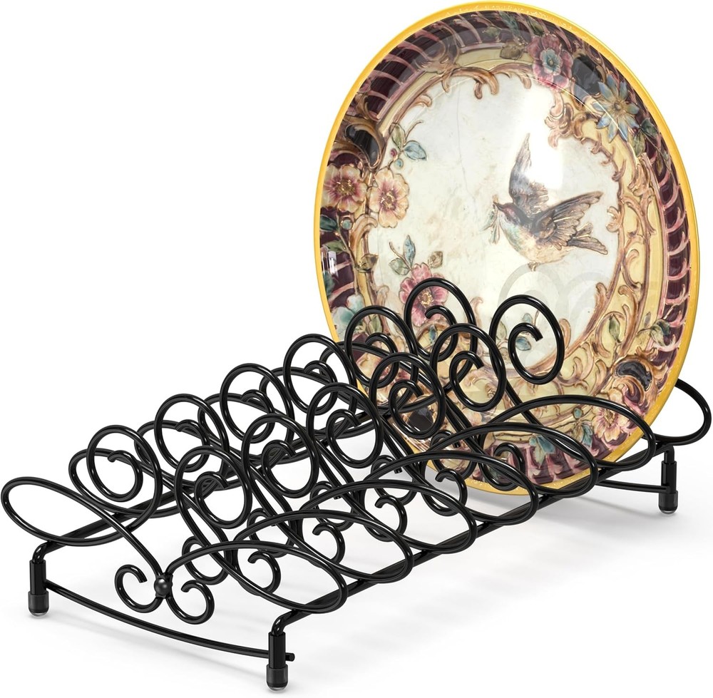 Vertical Plate Stand Holder Dish Rack Dinnerware Organizer W/ Elegant Wire
