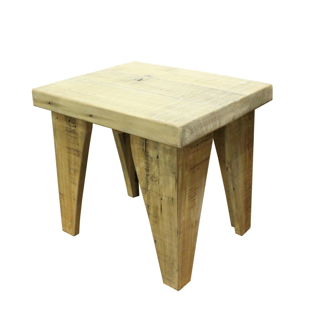 Raw Wood Rustic Handmade Finish Rectangular Wood Stool Table cs5603