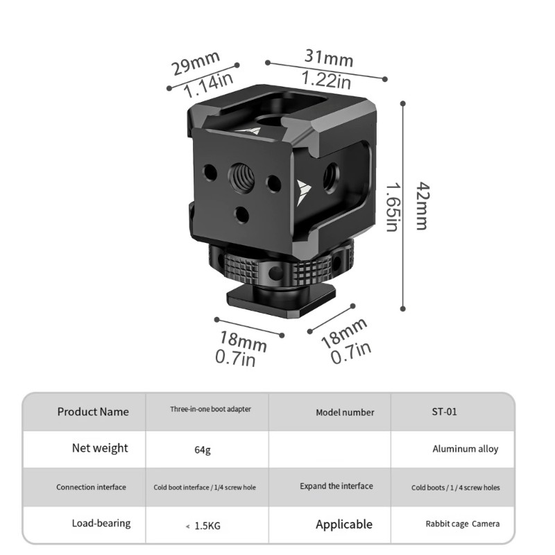 DSLR Camera Cold Shoe Adapter With Multiple Device Attachment Point