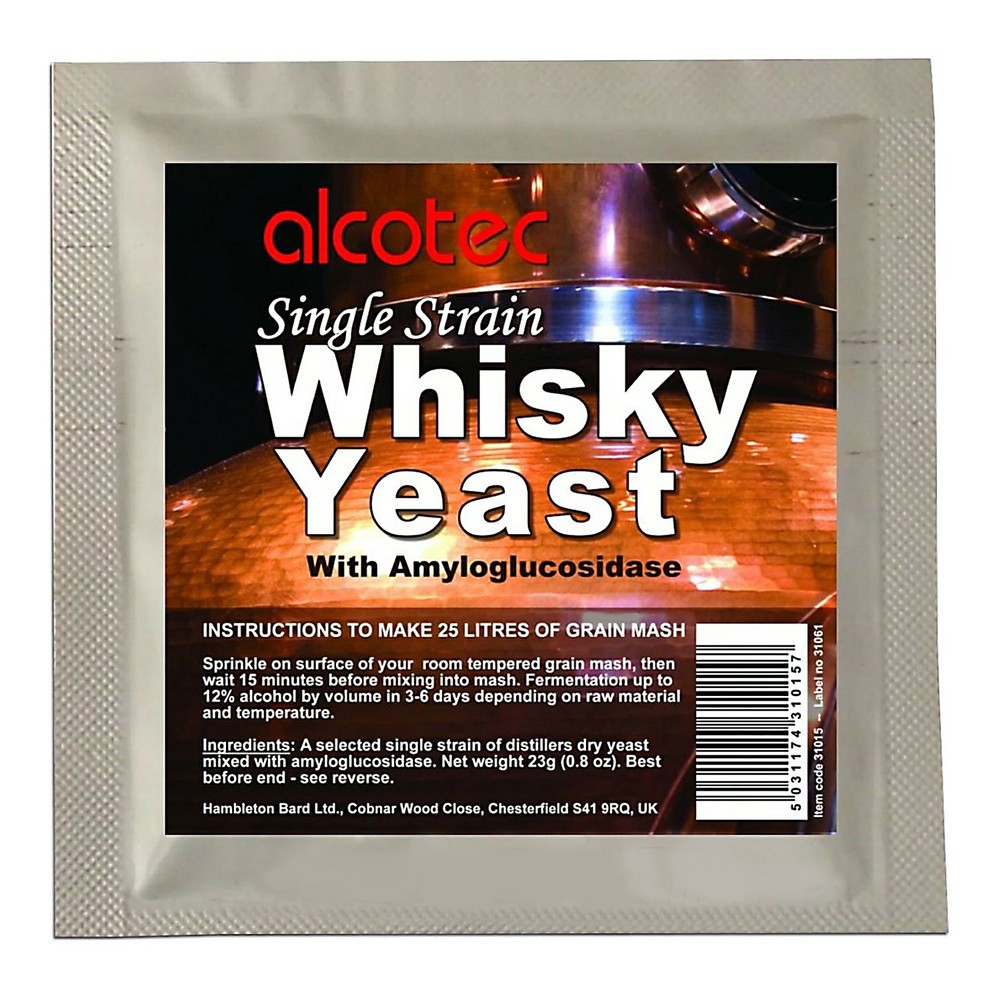 5x Alcotec Single Strain Whisky Yeast Makes 25L Grain Whiskey Mash Homebrew Wash