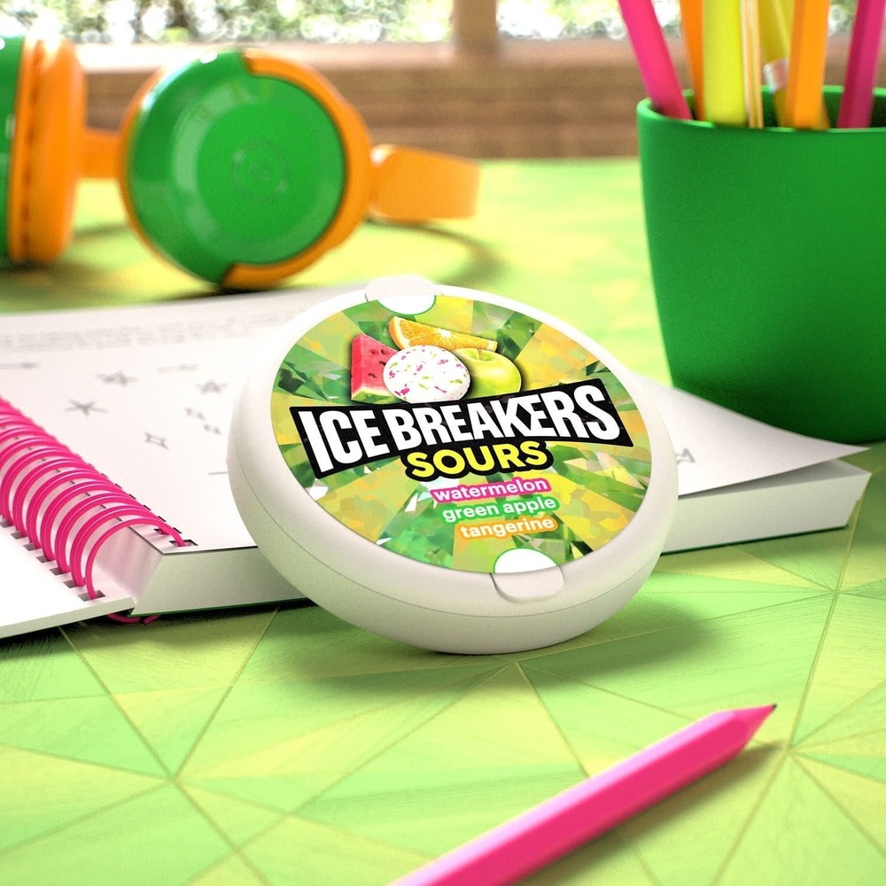 Ice Breakers Sours Assorted Fruit Sugar-Free Mints – 1.5 oz Puck