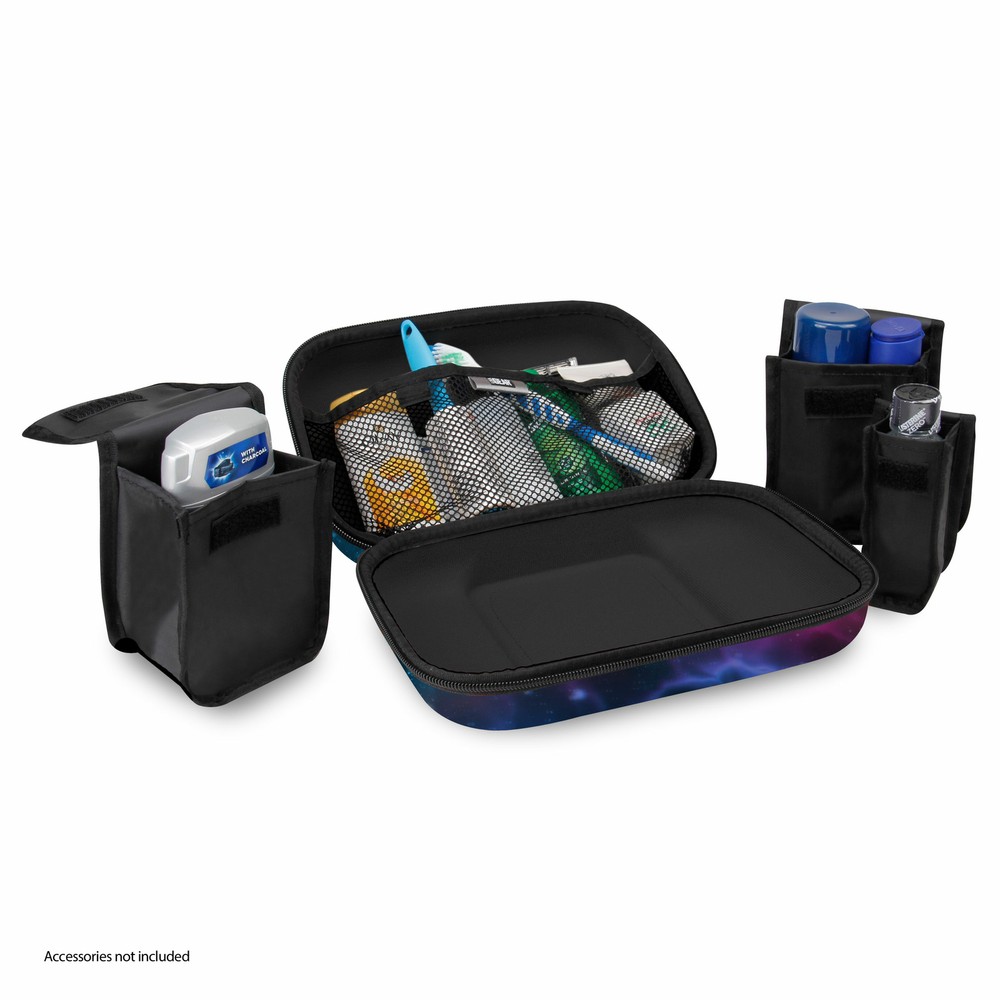Toiletry Organizer with Customizable Storage Pockets & Protective Hard Shell
