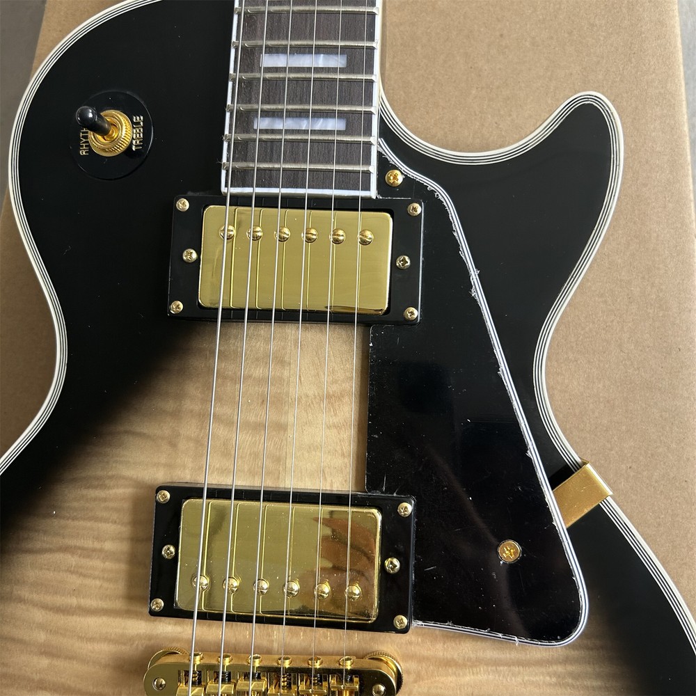 Custom 6-String Electric Guitar: Yellow Sunburst Mahogany Build Fixed Bridge