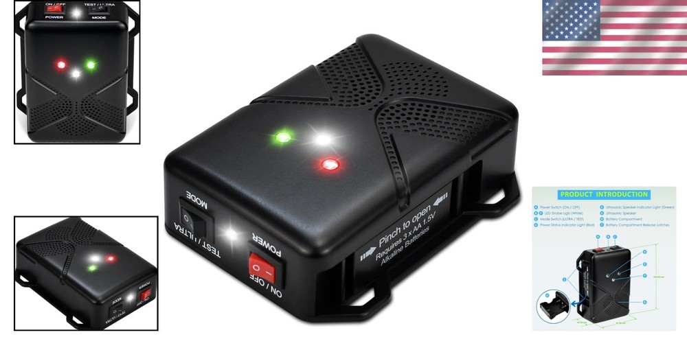 Cordless Ultrasonic & LED Mouse Repeller for Automobile Engine - Versatile use