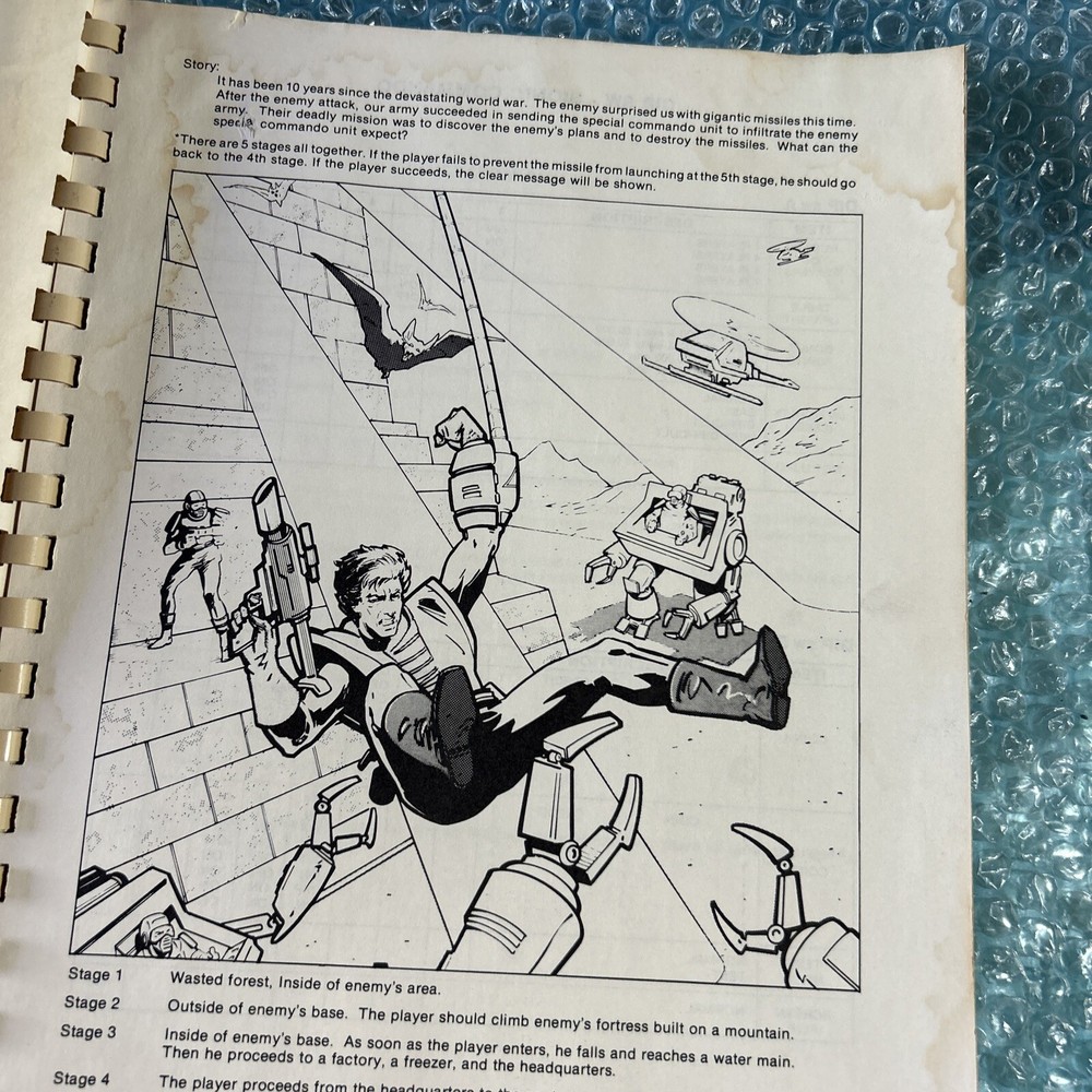 original BIONIC COMMANDO CAPCOM   video game  arcade   game manual w/schmatics