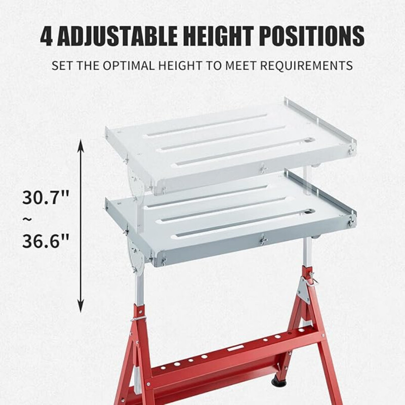 30''x20'' Welding Bench Table 400Lbs Load Capacity Adjustable Workbench Table