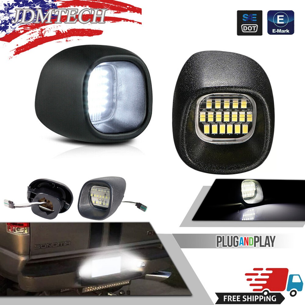 White LED License Plate Light Tag Lamps For Chevy S10 GMC Sonoma Blazer Jimmy 2X