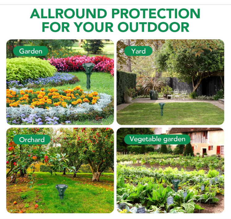 Mole Repeller Solar Powered 2 Pack, Waterproof Motion Detection LED Flash...