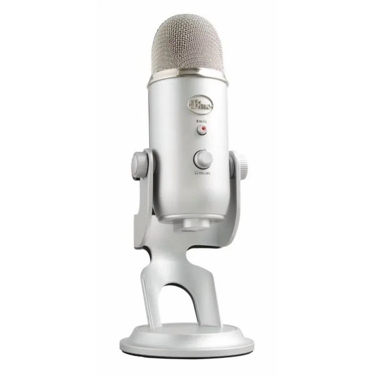 NEW Blue Yeti Microphone, includes 2  wind muffs, cable - Silver