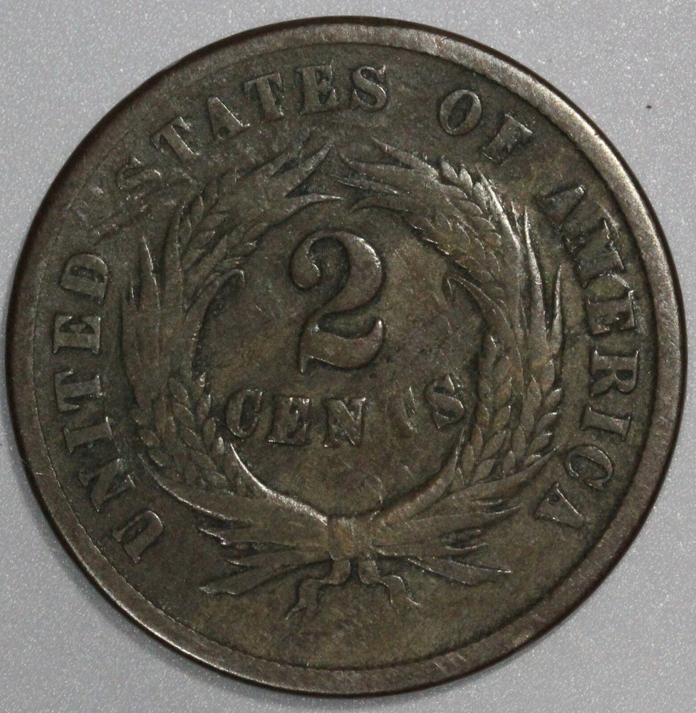 1865 2 cent piece F+