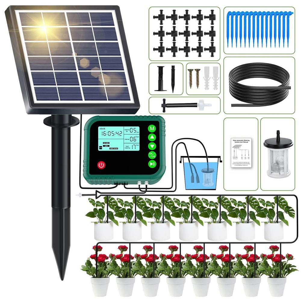 Solar Automatic Irrigation System Plant Watering System Kit with Timer