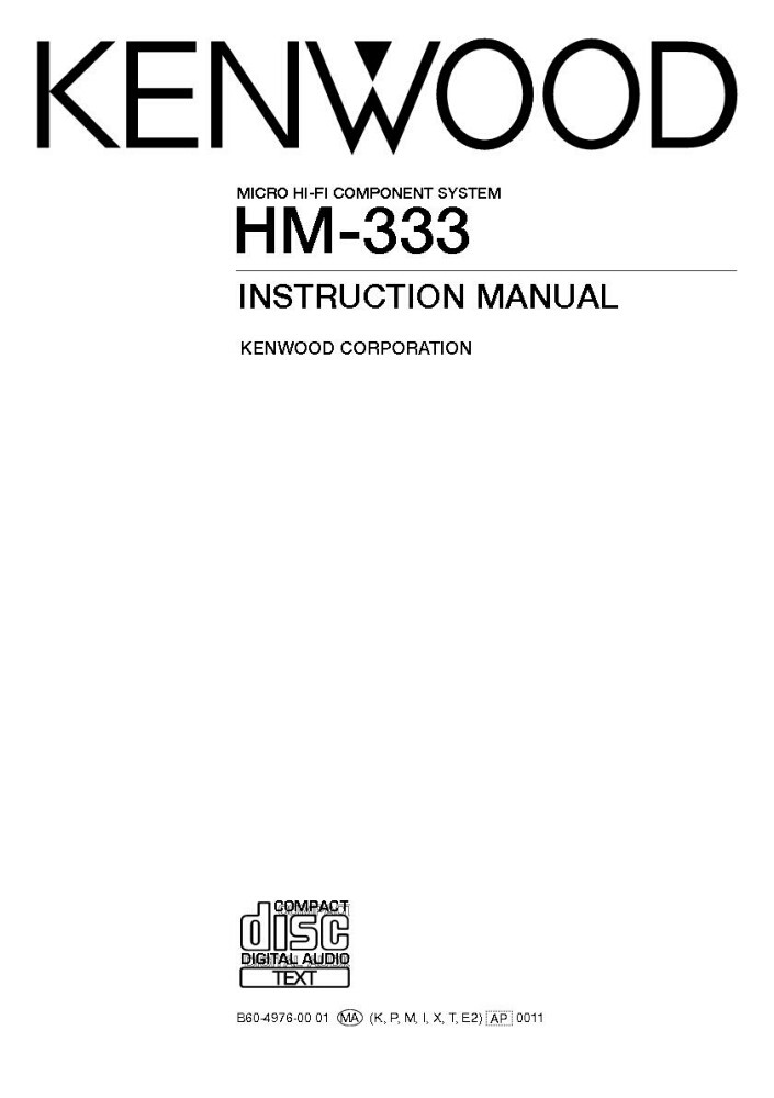Kenwood HM-333 Component System Owners Instruction Manual