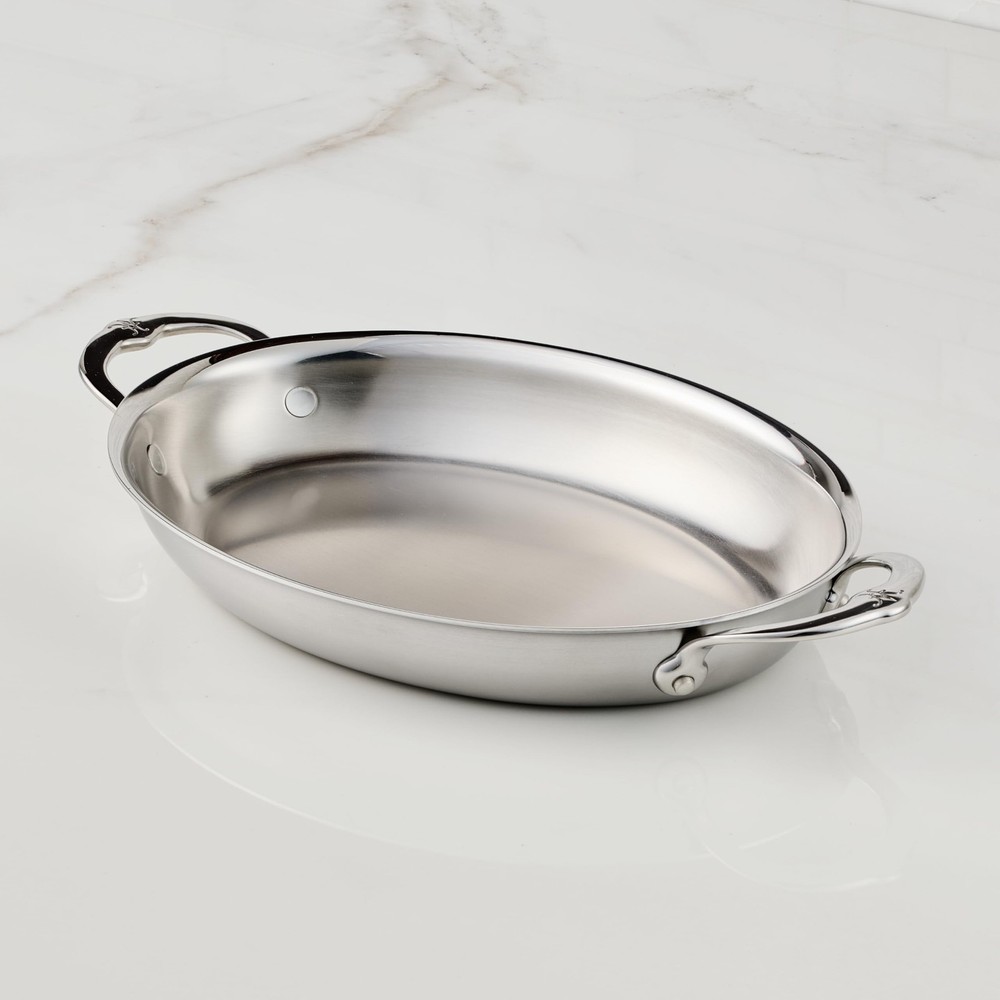 Provisions Medium Clad 2-Quart Stainless Steel Oval Au Gratin