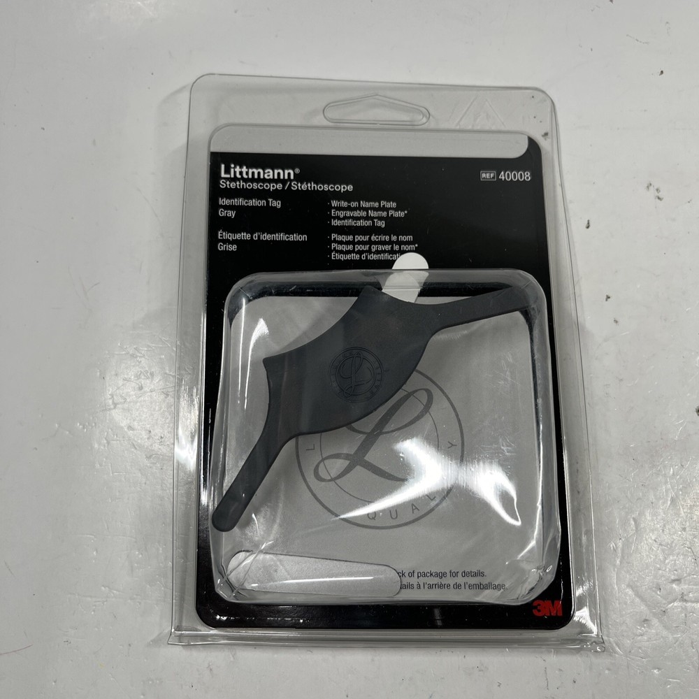 Littmann Stethoscope / Identification ID Tag #40008 / Write-On Engravable / Gray
