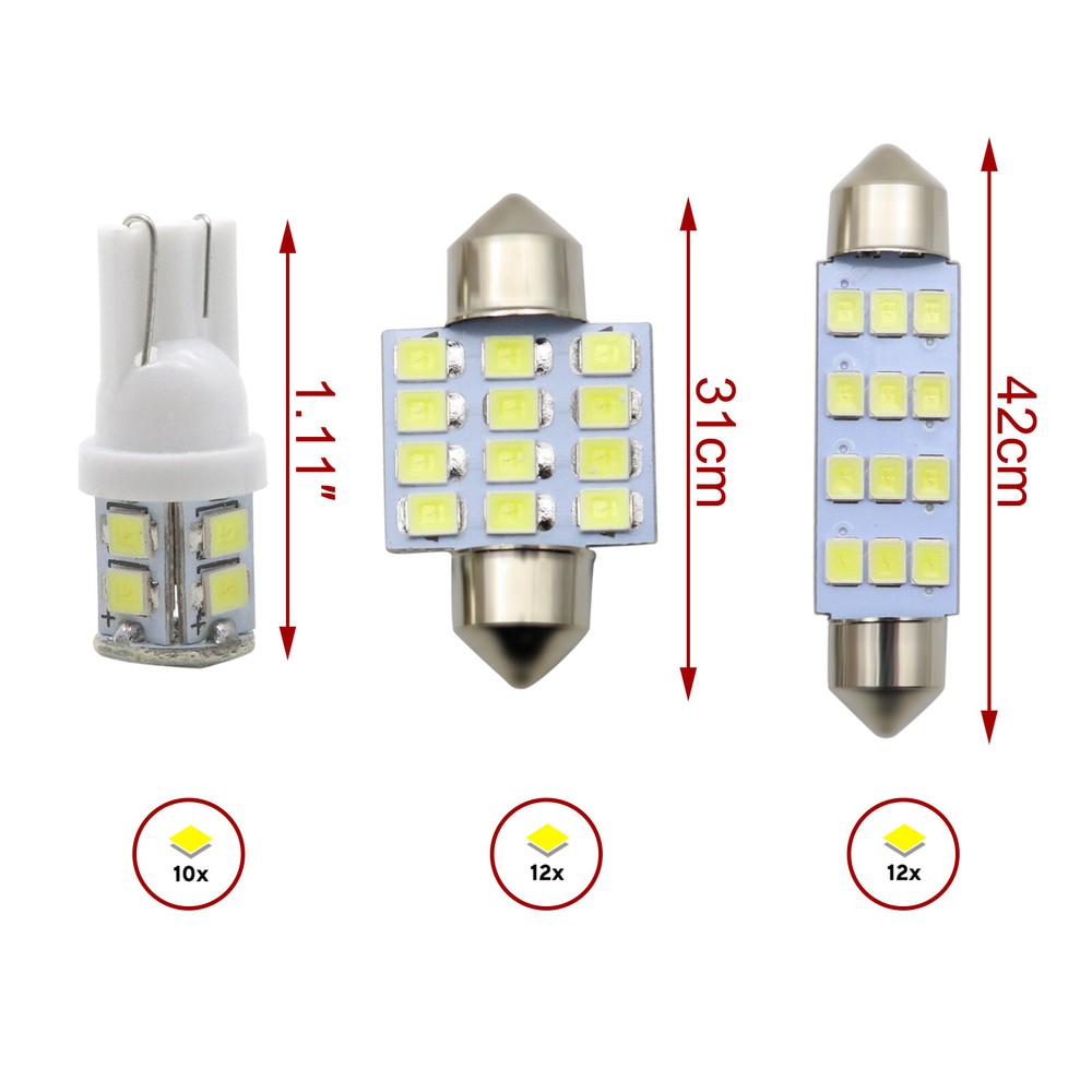 20PCS LED Car Interior Inside Light Dome Map Door License Plate Lights White