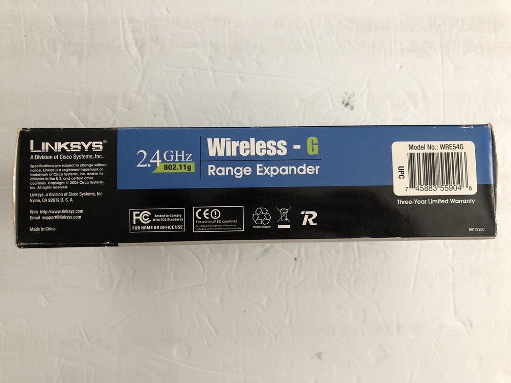 Linksys Wireless-G Range Expander Model WRE54G Open Box