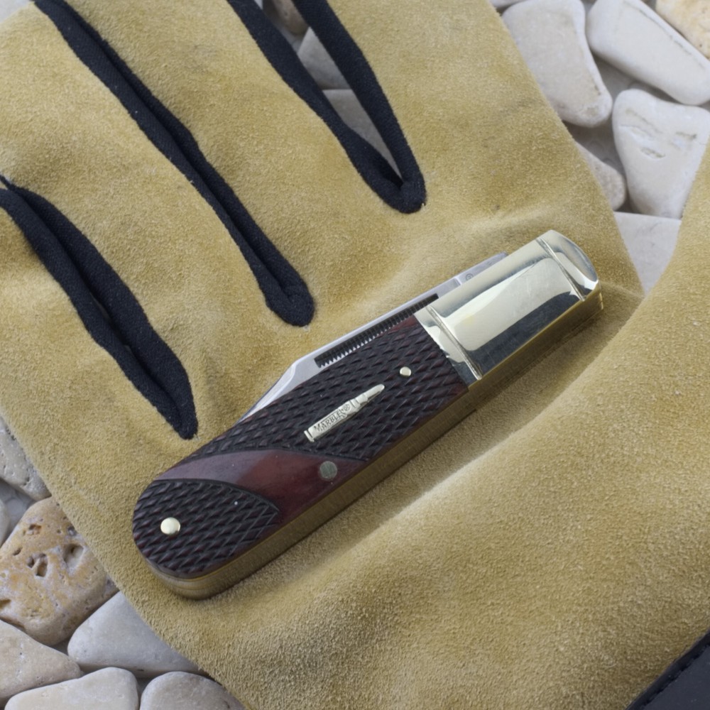 Marbles Barlow Folding Knife Brown Checkered Bone Handle MR684