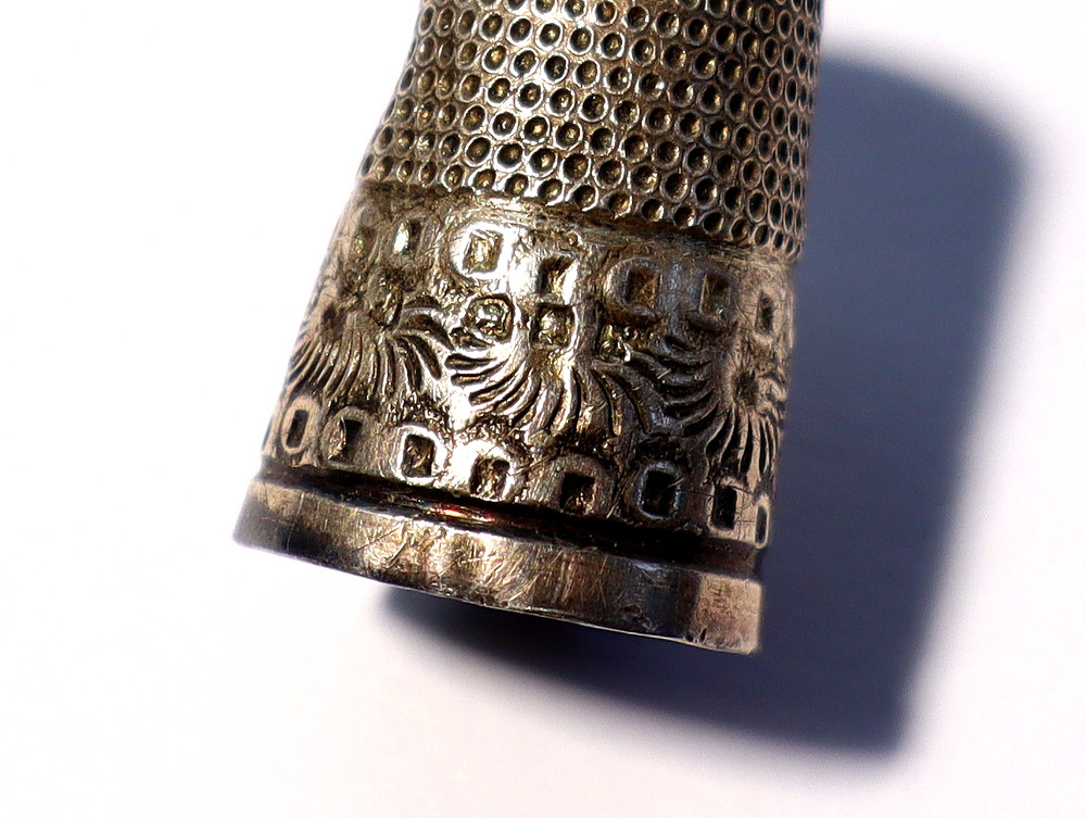 19thC THIMBLE Sterling Silver Half Floral Engraved & Punched #TH8