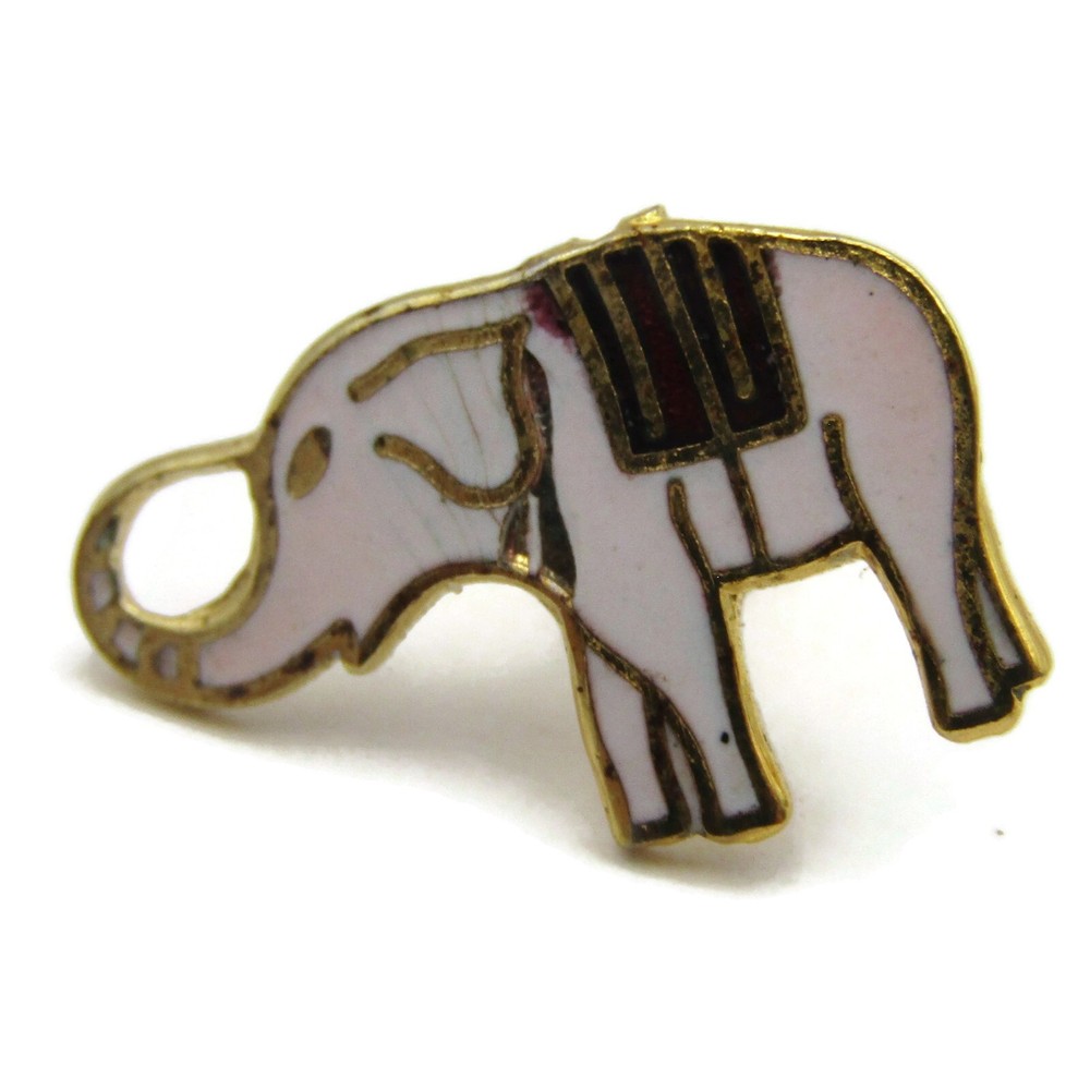 Elephant Pin Vintage White Enamel Small